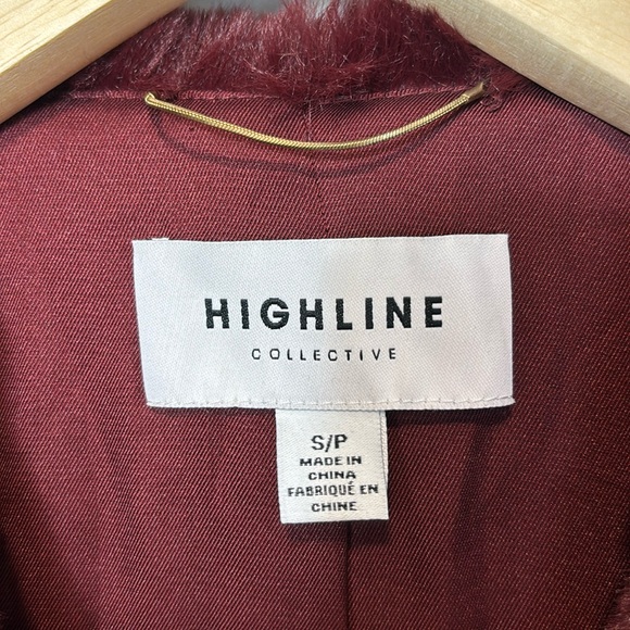 Highline Collective Dark Red Lux Fur Jacket S - Picture 5 of 8